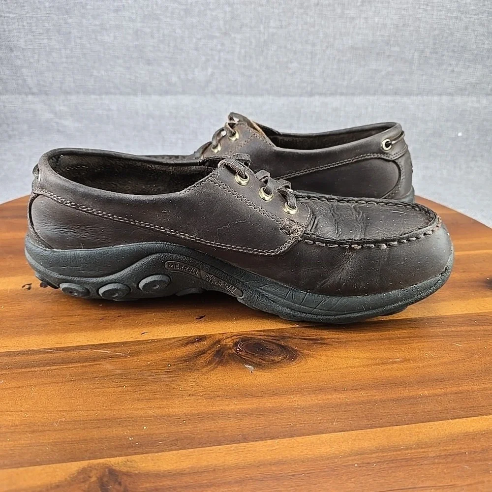 Merrell Jungle Sport Chocolate Brown Leather Boat Shoes Mens 9.5 Womens 11 99301